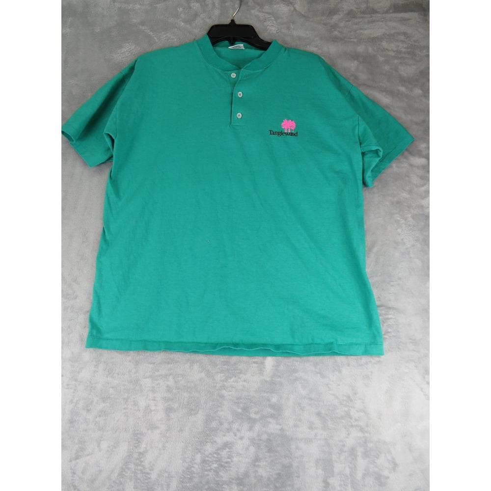 Vintage Tanglewood Henley‎ Tee XL Signal Mega-Tee 90s Graphic Back Patch